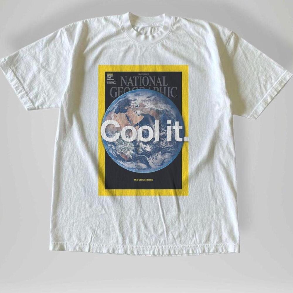 Gildan Men White T-Shirt, White Cool It National Geographic Cool It Graphic
